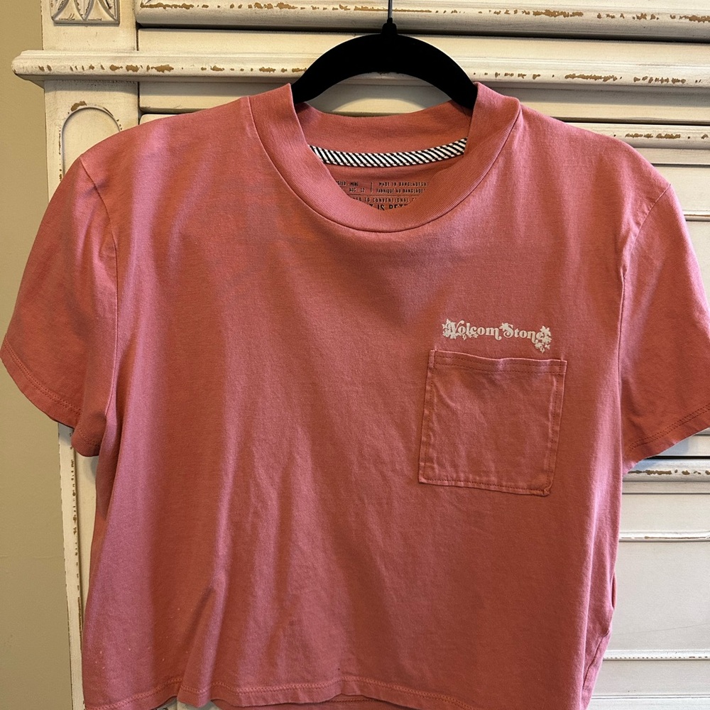Volcom Pink Short Sleeve Crop Tee
